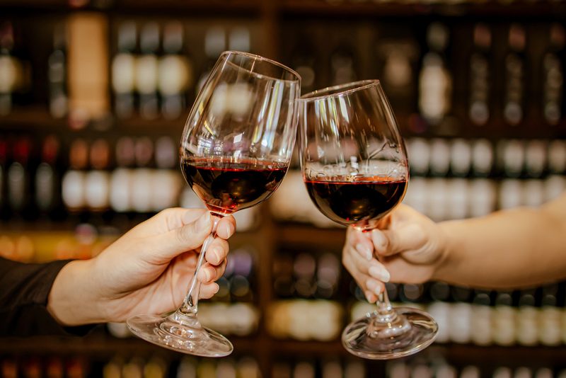 two people toasting wines