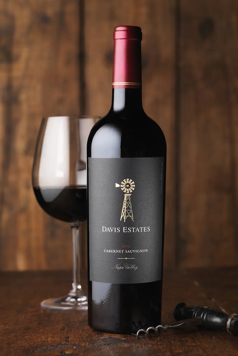 davis estates cabernet sauvignon with glass