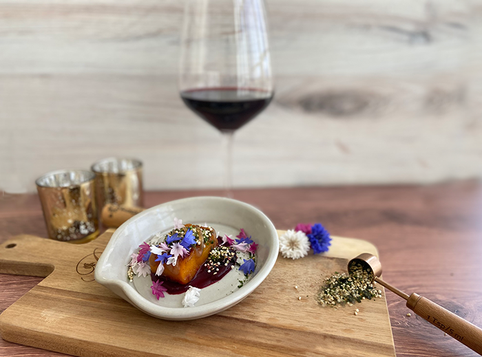 Braised Butternut Squash with Calistoga Cabernet Sauvignon.