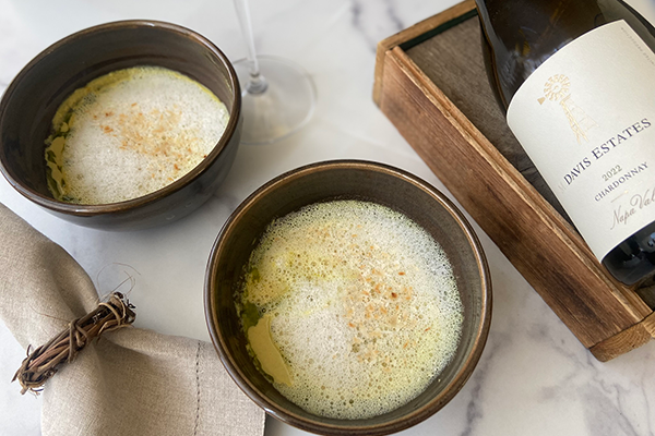 Chardonnay paired with Curried Celeriac Soup.